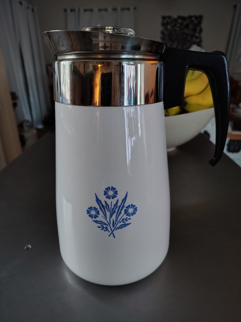 Vintage Corningware Cornflower White 9 Cup Coffee Pot